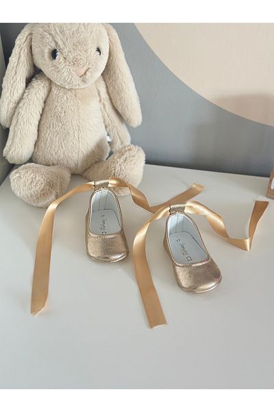 Li Puna Genuine Leather Gold Babet Baby Loafers