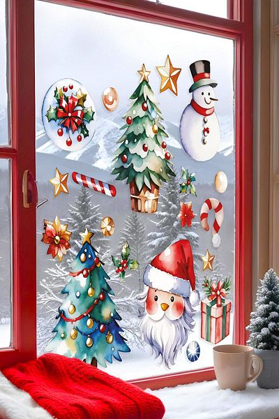 Postifull Christmas Wall Sticker, Christmas Ornament, Christmas Decor, Adhesive Wall Sticker, Christmas Decoration