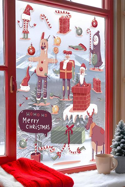 Postifull Christmas Wall Sticker, Christmas Ornament, Christmas Decor, Adhesive Wall Sticker, Christmas Decoration