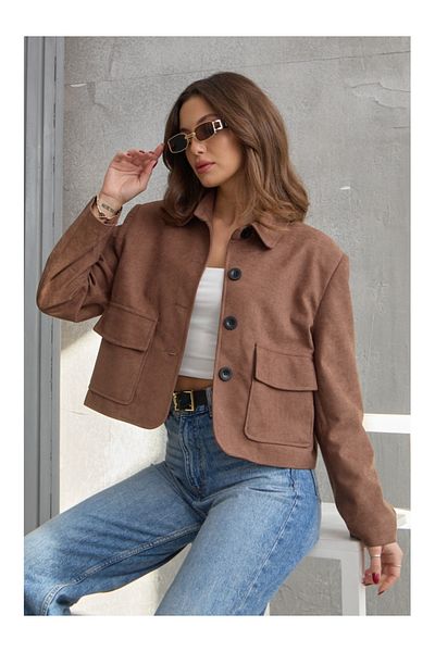 Elif Özbey Butik Кафяво велурено яке с джоб