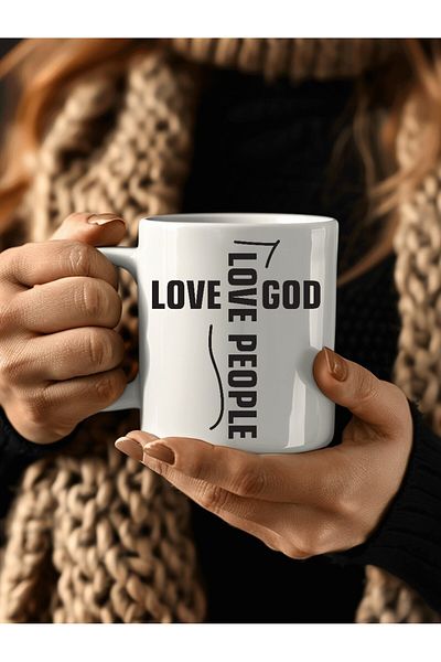 Evion Love People Motto Design Ceramic Mug - Gift Mug