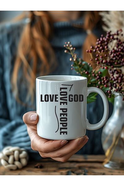 Evion Love People Motto Design Ceramic Mug - Gift Mug