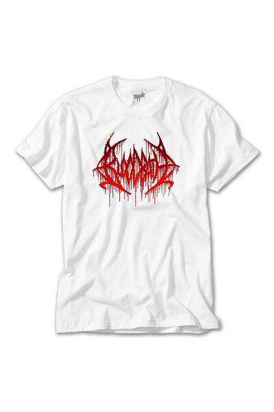 Lunas Glow Tricou alb roșu cu sigla Bloodbath