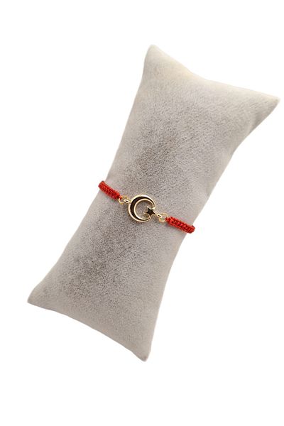 Han Ticarethane Gold Color Crescent Star Macrame Braid Bracelet