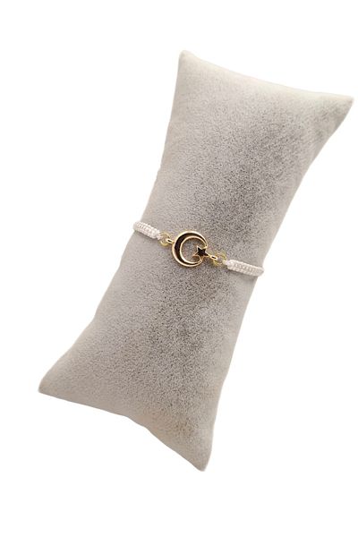 Han Ticarethane Gold Color Crescent Star Macrame Braid Bracelet