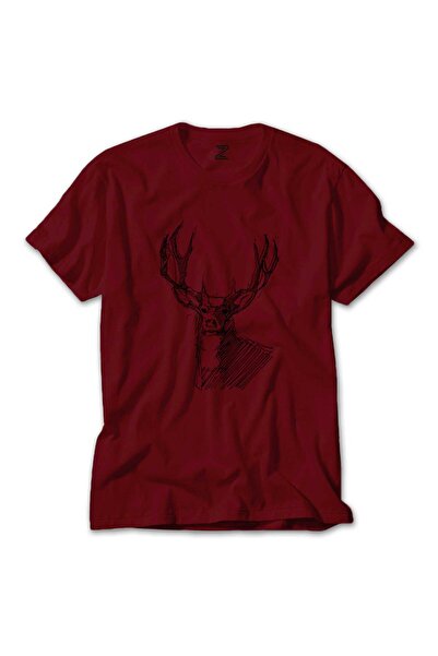 WAKHA تي شيرت أحمر برسم غزال