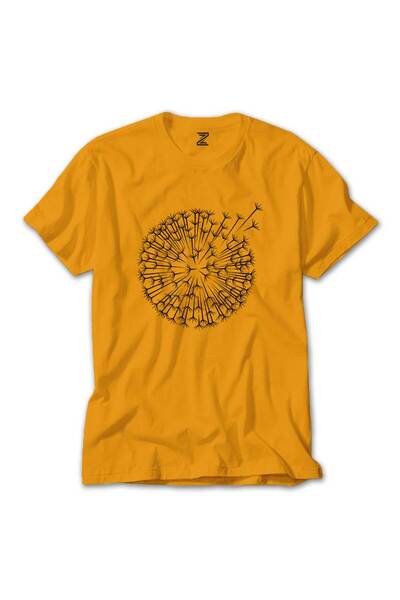 WAKHA تي شيرت بلون زهرة الهندباء باللون الأصفر مقاس 5XL