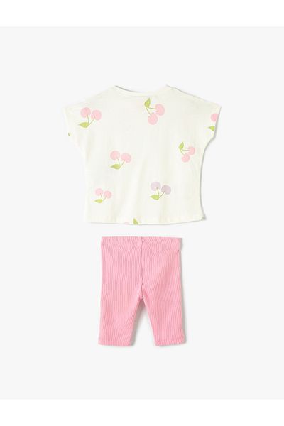 Koton Sada 2dílných punčochových kalhot s potiskem Cotton Cherry T-Shirt