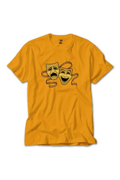WAKHA تي شيرت ملون برمز المسرح لون أصفر مقاس XL