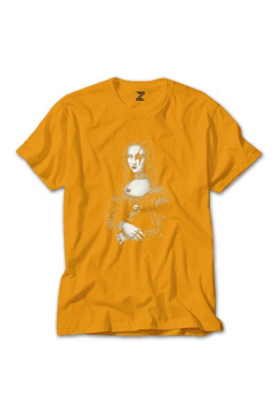 WAKHA تيشيرت موناليزا روك ملون أصفر اللون مقاس L