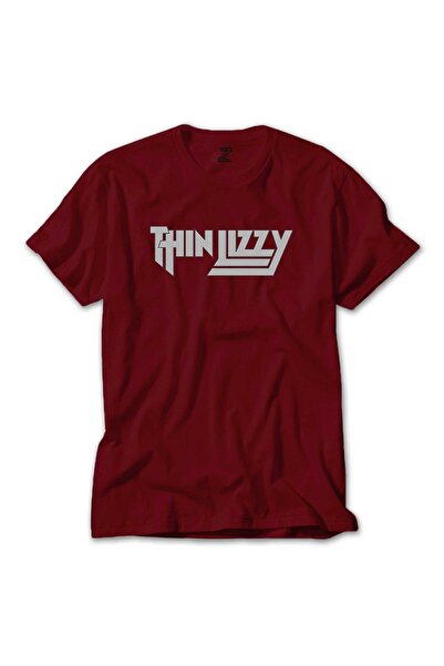 WAKHA تي شيرت ملون بشعار Thin Lizzy لون أحمر مقاس 3XL