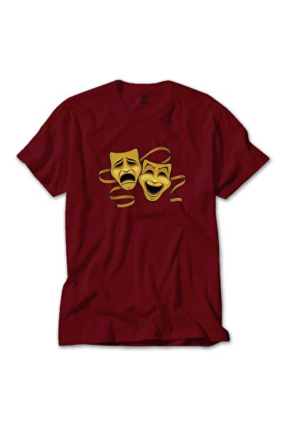 WAKHA تي شيرت ملون برمز المسرح لون أحمر مقاس XS