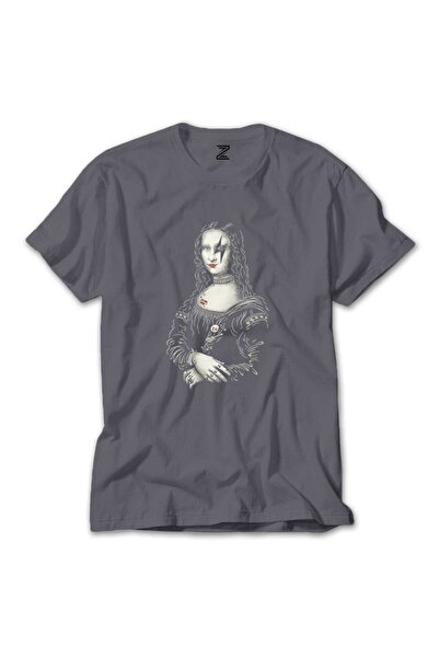 WAKHA تيشيرت موناليزا روك ملون رمادي اللون مقاس 2XL