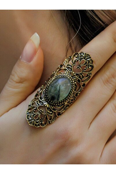 esha خاتم نسائي عتيق قابل للتعديل من حجر بريهنيت الطبيعي euy45pr