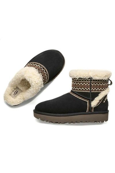 UGG Women's Platform Sole Fur Detailed Comfortable Black Boots & Bootie 1158281 -Black