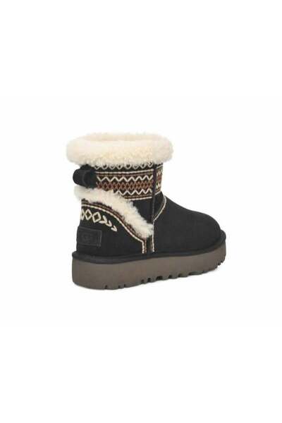 UGG Kadın Platform Tabanlı Kürk Detaylı Rahat Siyah Bot & Bootie 1158281-SİYAH