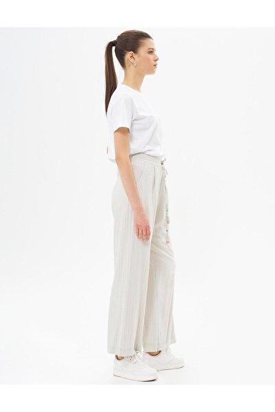 KYR Cream Colored Elastic Waist Tasseled Trousers
