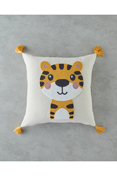English Home Cute Tiger Bebe Dekoratif Kırlent 45x45 cm Ekru