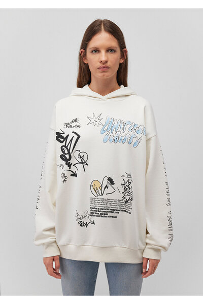 Mavi Baskılı Kapüşonlu Ekru Sweatshirt 1s10287-80194