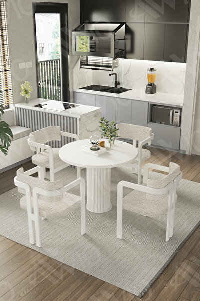 AVVİO Matris Bohem Ayak 4'lü K 4'lü 4'lü Tokyo Metal Demonte Sandalye 90x90 Masa Sandalye Takımı