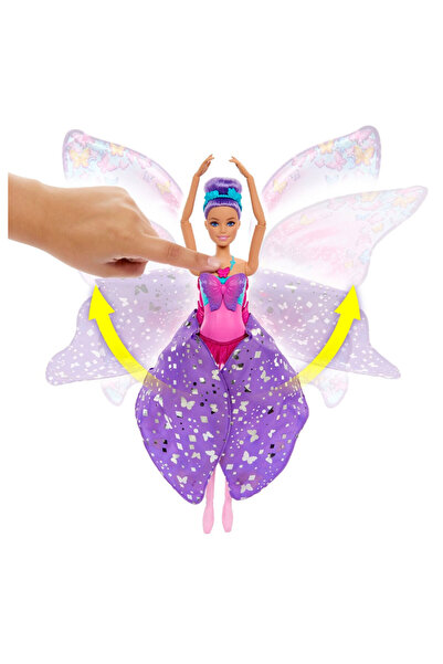 Barbie Kelebek Dansçı Bebek Dansçıdan kelebeğe dönüşebilen 2'si 1 arada mor saçlı HXJ10