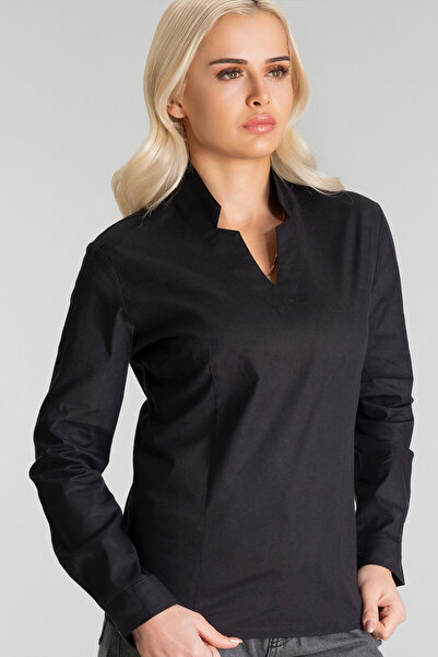 Bold & Young Жіноча туніка з застібкою-блискавкою з боку, V-подібним коміром, плісирована, з еластичною бавовняною тканиною