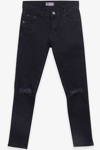 Breeze Girl's Jeans with Ripped Detail, Age 8-14, Black