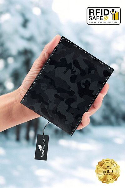 Frank Martin Men's Camouflage Wallet with Original Box Card Holder and Paper Money Compartment
