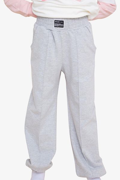 Breeze Girls' Sweatpants with Elastic Waistband, Elastic Waistband, Pocket, Age 9-14, Light Gray Melange