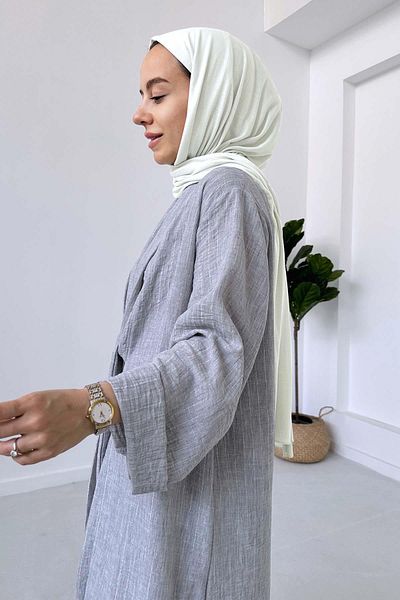 Ka Hijab Χτενισμένο Βαμβακερό Σάλι - Εκρού