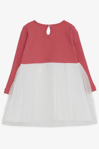 Breeze Girl's Long Sleeve Dress with Kitten Embroidery, Age 1.5-5, Tile