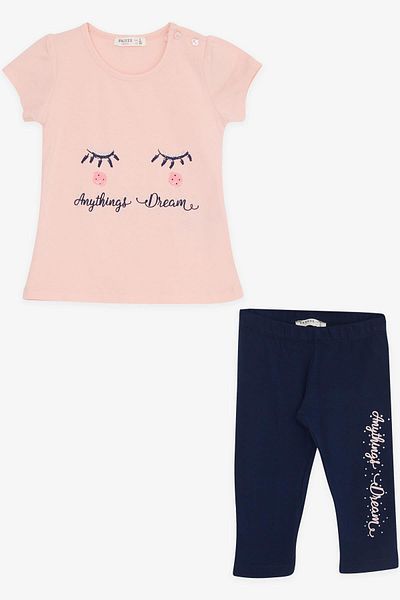 Breeze 1-4 Years Girl Capri Tights Set - Dream Themed, Salmon