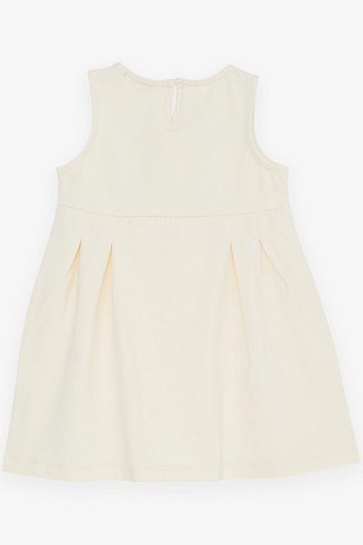 Breeze Girl's Dress, Embroidered, Sequined, Cute Kitten Printed, 1.5-5 Years, Cream