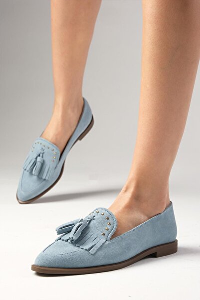 Mio Gusto Бріанна з натуральної замші сині жіночі мокасини повсякденні плоскі туфлі