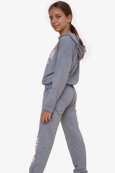 Breeze Σετ αθλητικής φόρμας για κορίτσια Glittery Text Printed 8-14 Years, Dark Grey Melange