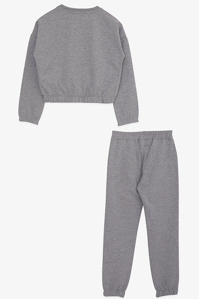 Breeze Set Trening Feta Glitter Girl Printed 8-12 Ani, Gri Melange