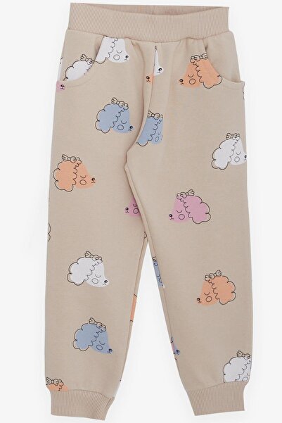 Breeze Girl's Tracksuit Set Colorful Sleepy Lamb Patterned 1.5-5 Years Old, Beige