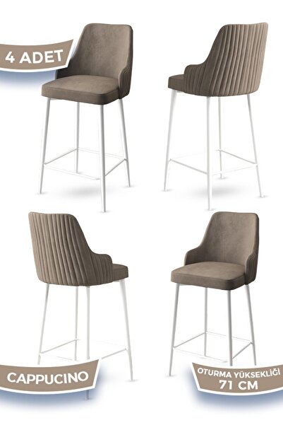 Canisa Enox Serisi, 4 Adet Cappucino Sandalye Mutfak Bar Sandalyesi, Babyface...