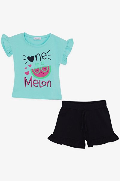 Macawi 3-7 Years Girl's Shorts Set - Cute Glasses, Melon Print, Water Green