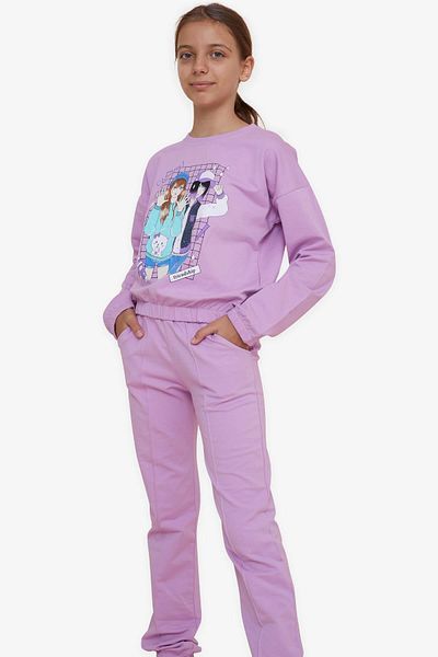 Breeze Σετ φόρμας για κορίτσια Glittery Girl Printed 8-12 ετών, Μωβ