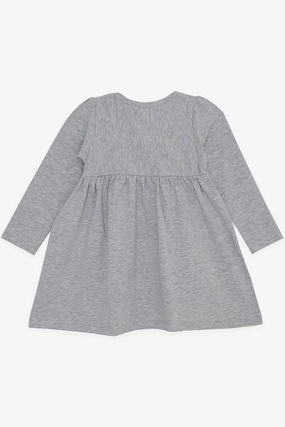 Breeze Girl's Long Sleeve Dress Cute Ceylan Printed 2-6 Years, Gray Melange