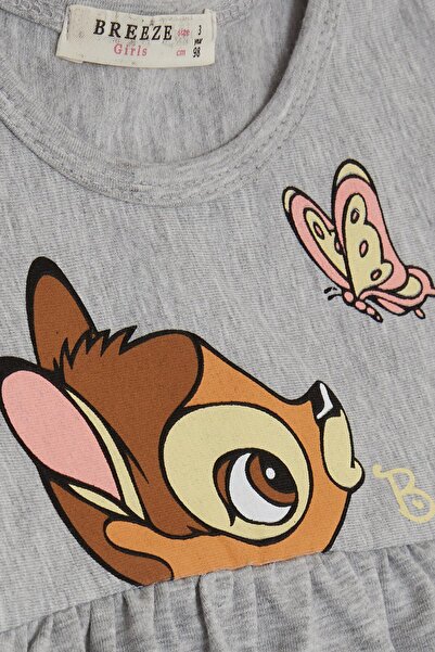 Breeze Girl's Long Sleeve Dress Cute Ceylan Printed 2-6 Years, Gray Melange