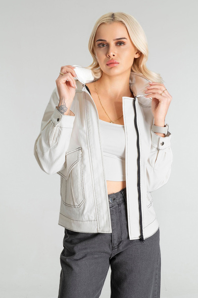 Bold & Young Women's Cotton Lycra Fabric Zippered Cap Pocket Jacket