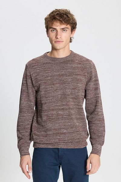 AC&Co / Altınyıldız Classics Ανδρικό πουλόβερ BROWN-LIGHT GREY 2-Pack Cotton Standard Fit Regular Fit Crew-Neck 2-Pack