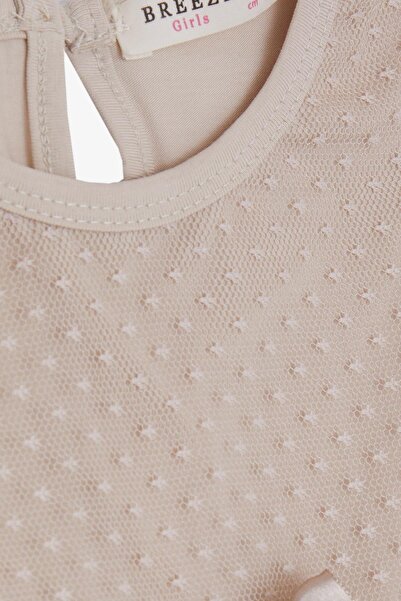 Breeze Girl's Dress with Bow Tulle, Age 3-8, Beige