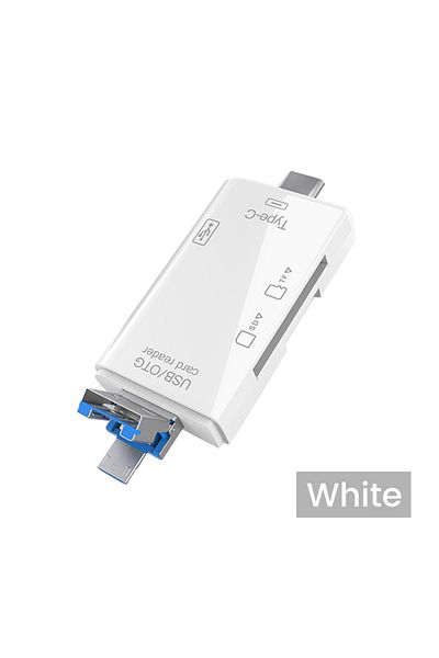 Choice قارئ بطاقات SD TF من النوع C إلى USB OTG من WHITE NNBILI، محول 6 في 1 USB 2.0 TF، نوع C إلى USB OTG، بطاقة U