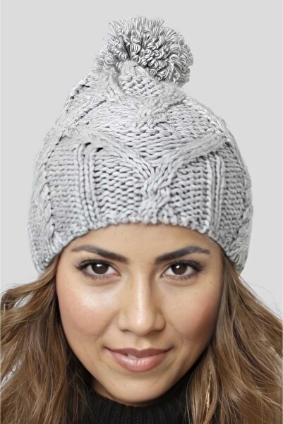 Trenderrs Дамска зимна плетена шапка с помпон