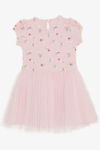 Breeze Pink Flower Patterned Girl's Dress - Age 3-8, Coat of Arms
