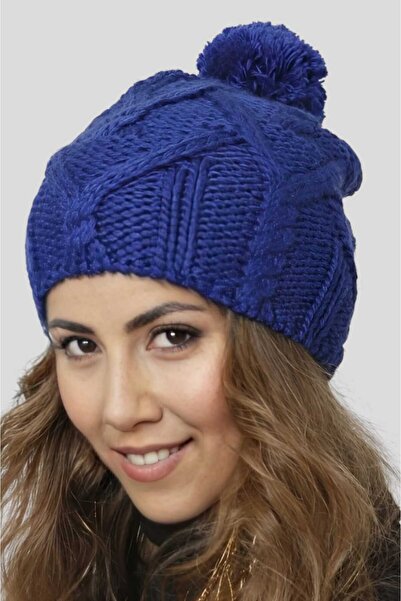 Trenderrs Жіноча зимова в'язана шапка з помпоном