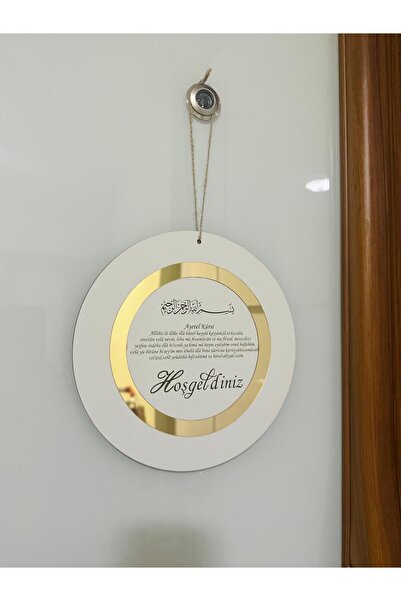 Pey Aksesuar Hoşgeldiniz Yazılı Aynalı Pleksi Ahşap Kapı Süsü Dekoratif